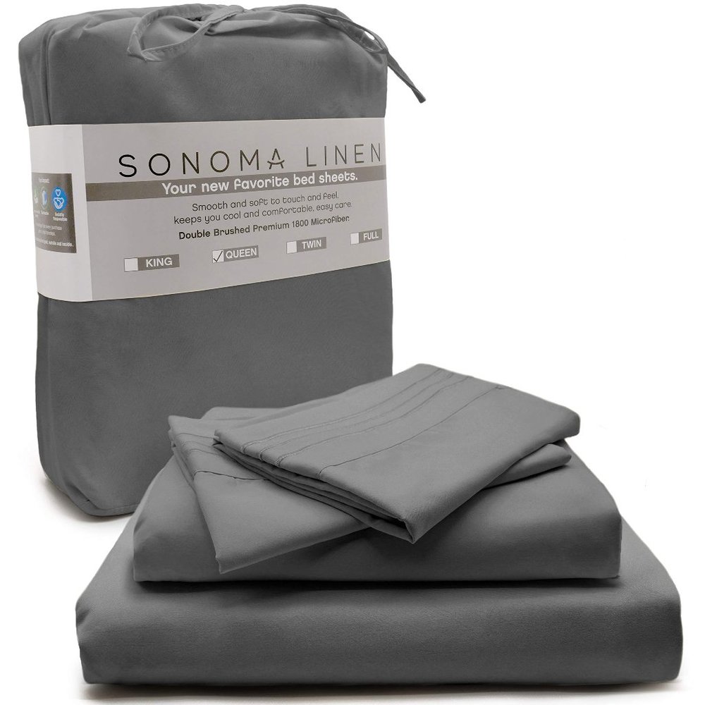 NEW - Soft 1800 Microfiber Bed Sheet Set - Grey